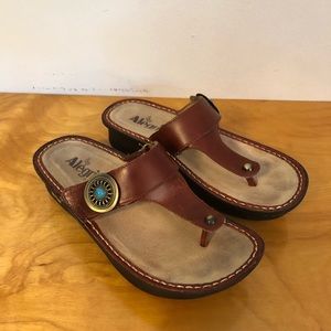Alegria sandals brown turquoise butterfly Sz 36 6